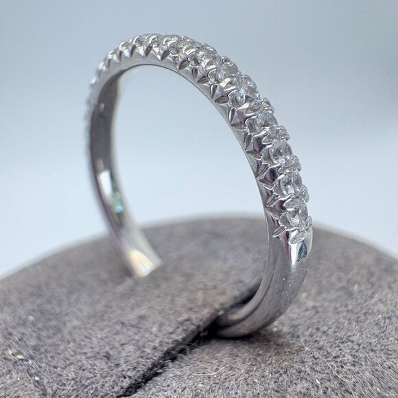 VTG Solid Sterling Silver 925 Cubic Zirconia Band Statement Ring Size 6.5 - Picture 3 of 8